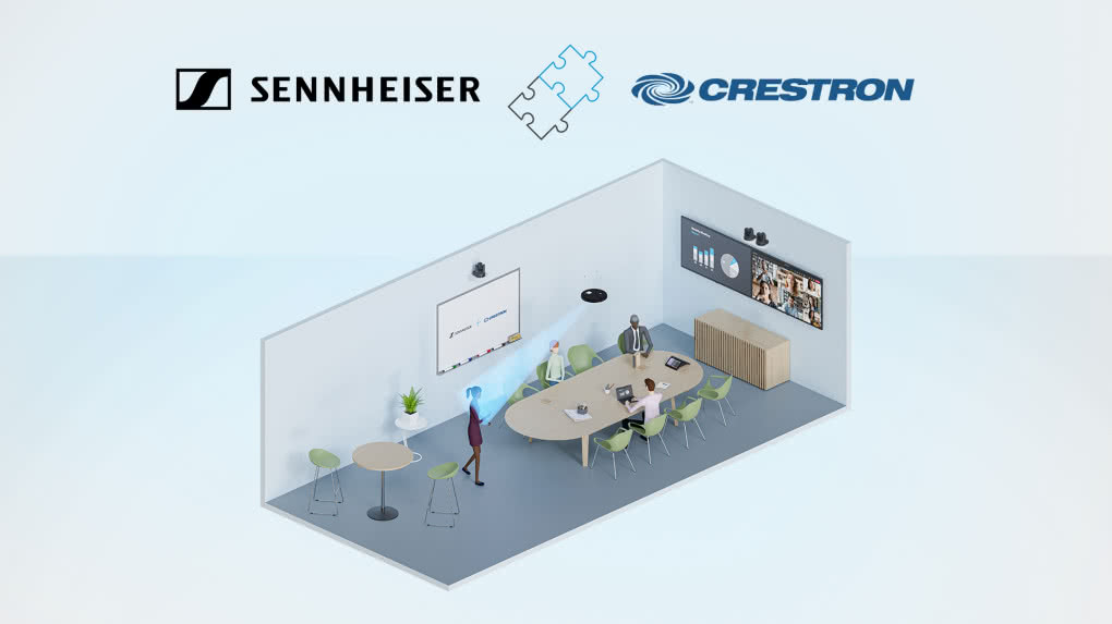 Mikrofon sufitowy Sennheiser TeamConnect Ceiling M Wspierany przez Creston Automate VX