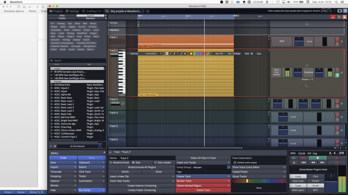 Przewodnik po Tracktion Waveform Free 
