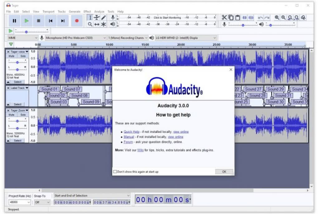 Aktualizacja Audacity 3.0.0
