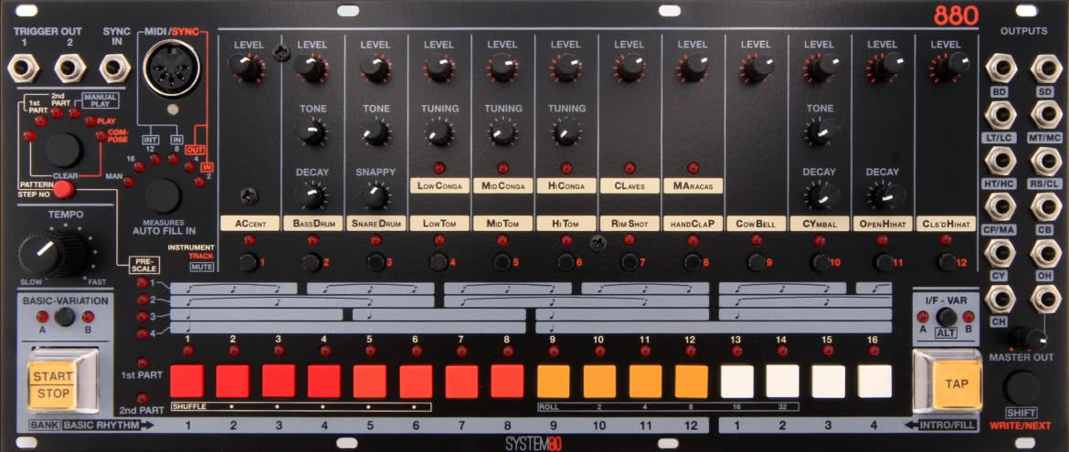 Klon TR-808 w Euroracku