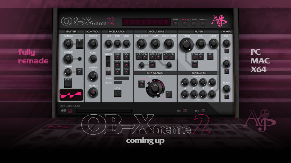 Aly James Lab OB-Xtreme 2.0 - rozbudowana emulacja Oberheim OB-X/OB-Xa