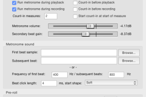 Pre-roll, metronom, tempo i metrum 