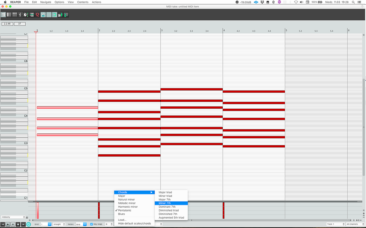 Programowanie akordów MIDI
