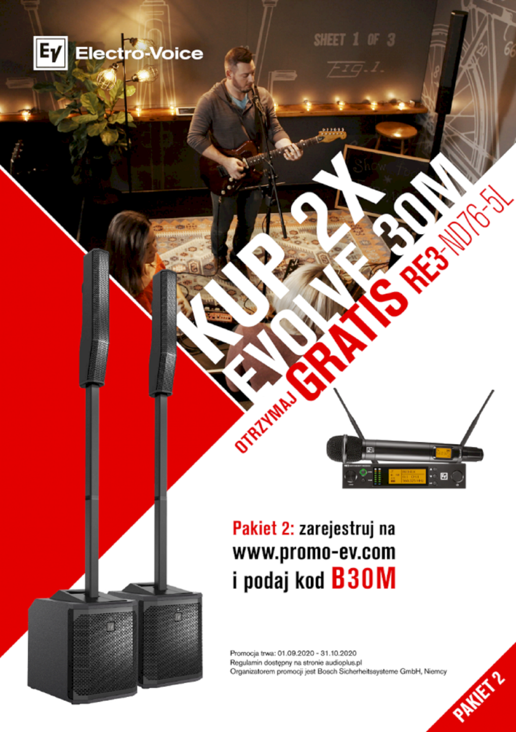 Mikrofon od Electro-Voice gratis! Promocja na systemy nagłośnieniowe EVOLVE 30M