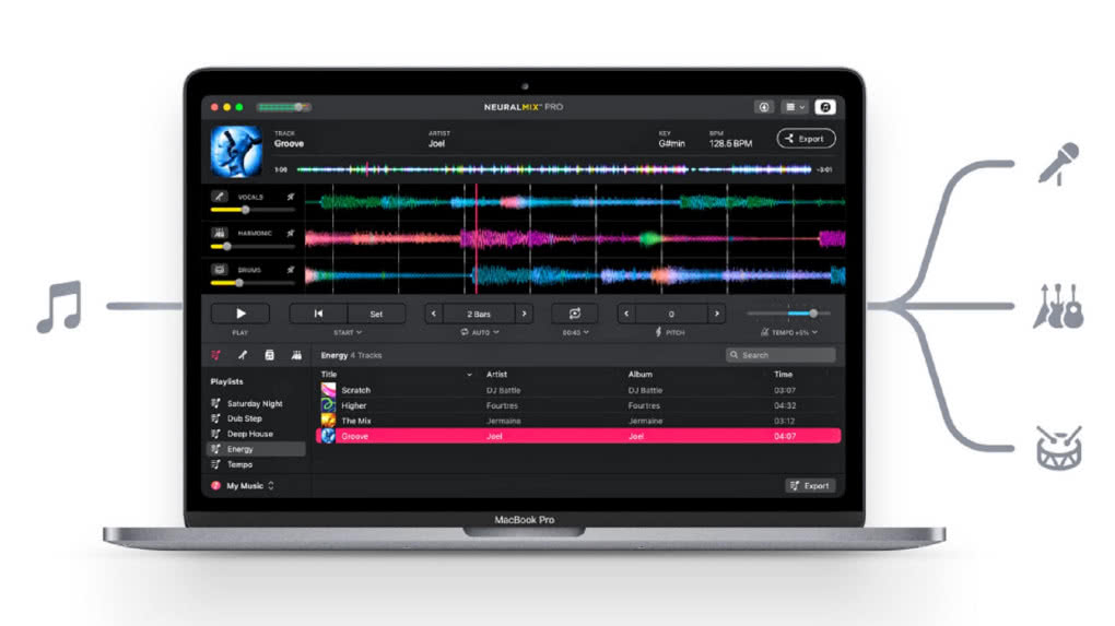 Eksportuj acapelle i instrumentale z Algorddim Neural Mix Pro