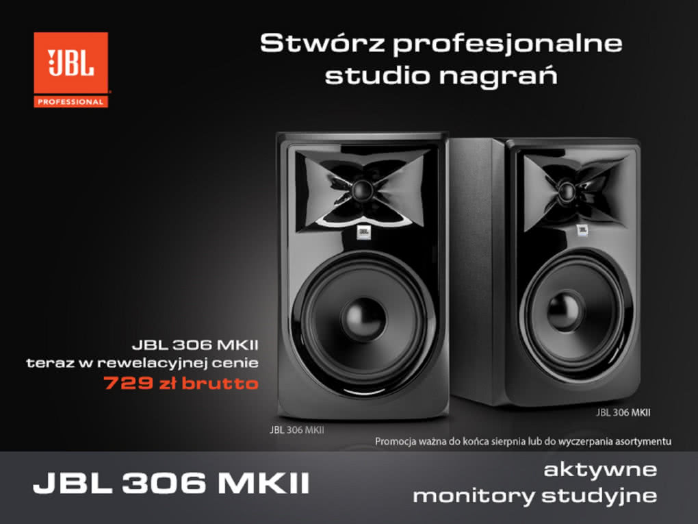 Aktywne monitory studyjne JBL Professional 306P MKII w promocji!